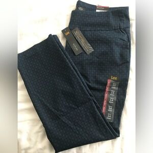 Lee Women’s Pants 14 Short Navy Houndstooth Sculpting Mid Rise Slim Leg NWT